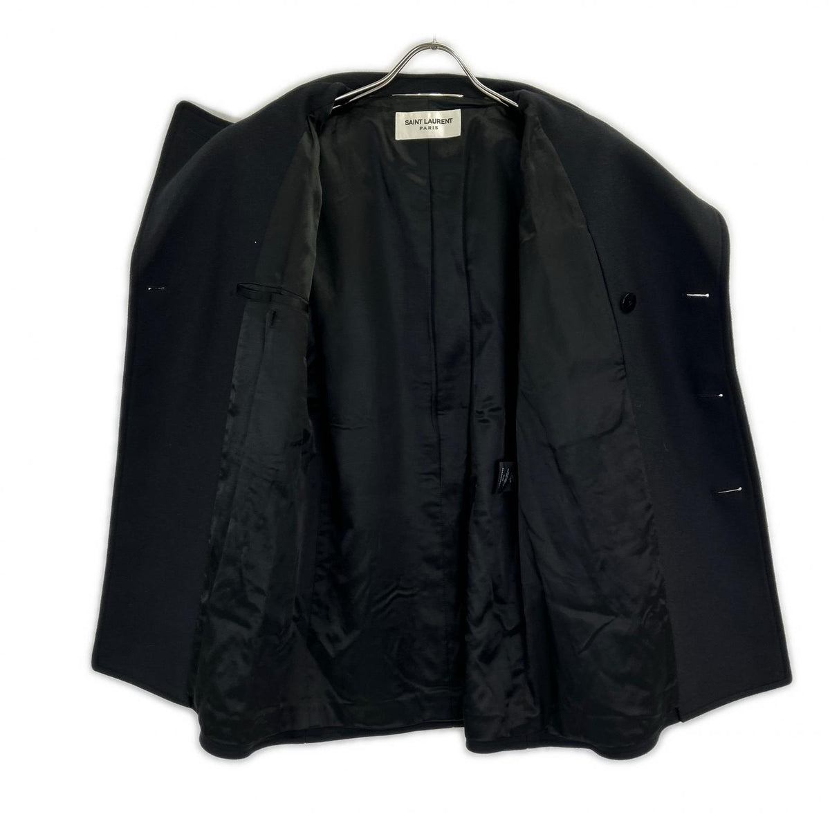 SAINT LAURENT PARIS 18AW Wool Pea Coat Navy Size 46