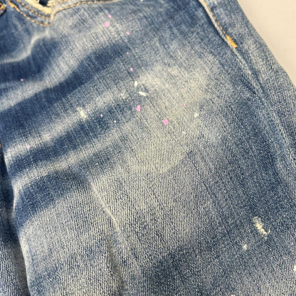 Dsquared2 DSQUARED Blue Distressed Paint SKATER JEAN Size 42