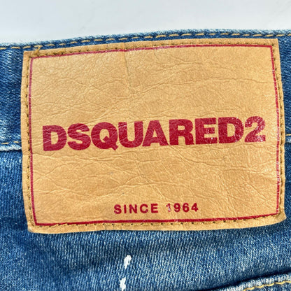 Dsquared2 DSQUARED Blue Distressed Paint SKATER JEAN Size 42