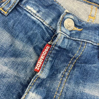 Dsquared2 DSQUARED Blue Distressed Paint SKATER JEAN Size 42