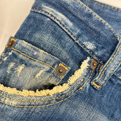 Dsquared2 DSQUARED Blue Distressed Paint SKATER JEAN Size 42