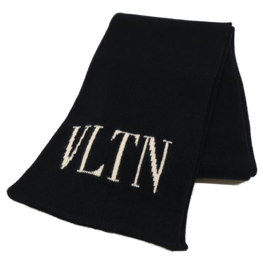 VALENTINO VLTN Black Wool Silk Scarf Size ONE SIZE