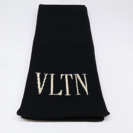 VALENTINO VLTN Black Wool Silk Scarf Size ONE SIZE