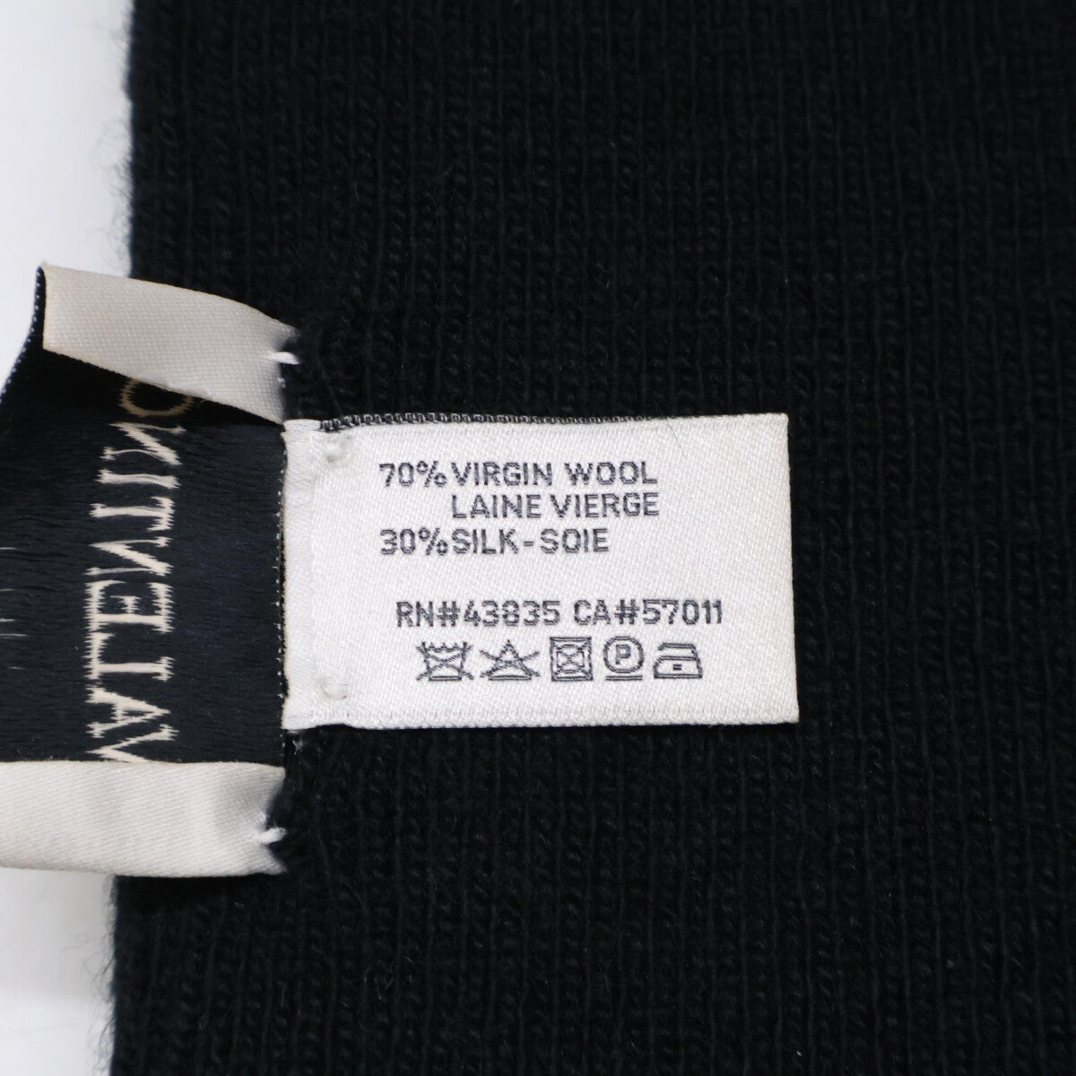 VALENTINO VLTN Black Wool Silk Scarf