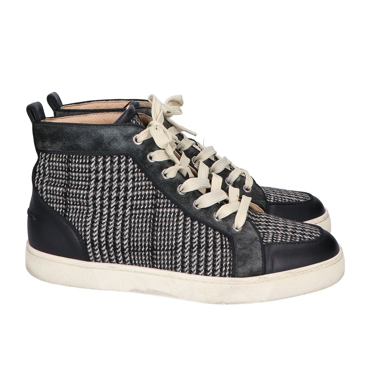 Christian Louboutin Check Wool Sneakers Black Size EU 41