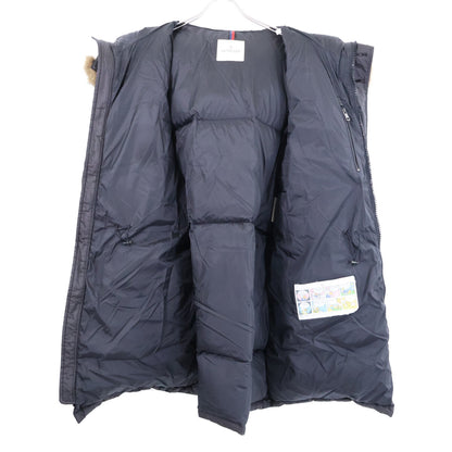 MONCLER AFFTON Fur-Trim Hooded Down Jacket Black Size 6