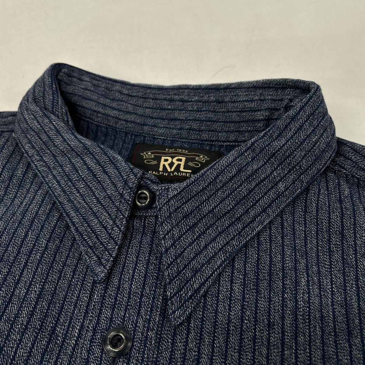 RRL Indigo Stripe Work Shirt Jacket Size L