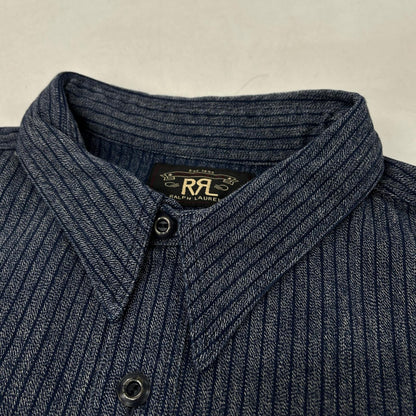 RRL Indigo Stripe Work Shirt Jacket Size L