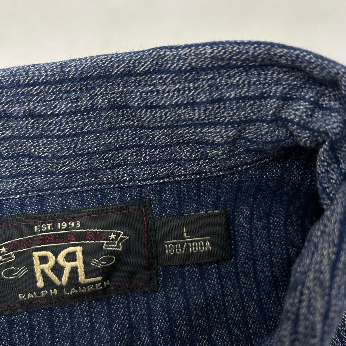 RRL Indigo Stripe Work Shirt Jacket Size L