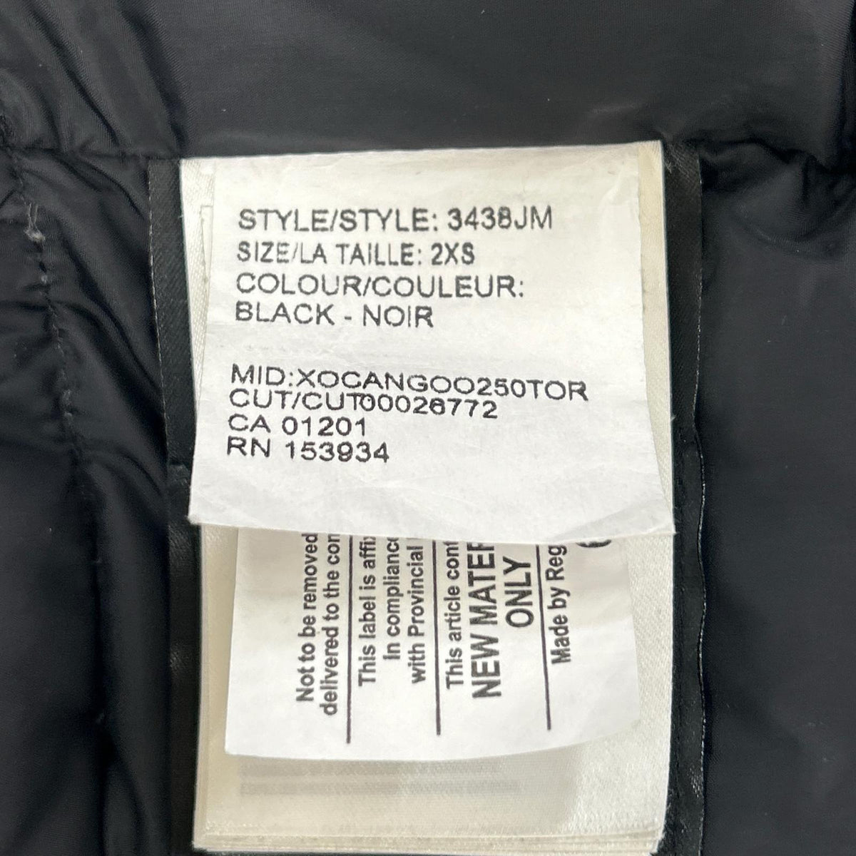 CANADA GOOSE Jasper Down Parka Black Size 2XS/2TP