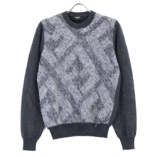 FENDI Mohair Blend Crewneck Sweater Gray Size 44