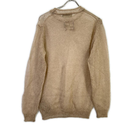 FENDI 23 Mohair Blend Crewneck Knit Sweater Beige Size 48