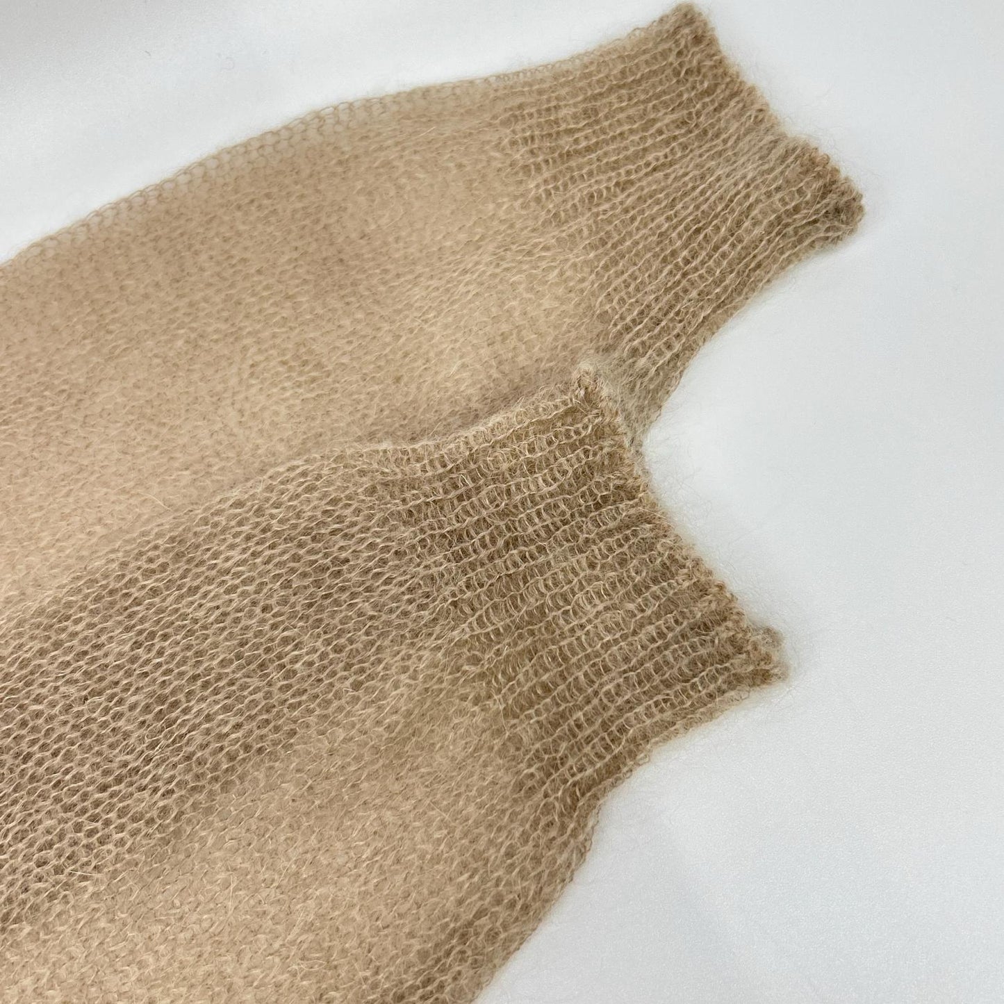 FENDI 23 Mohair Blend Crewneck Knit Sweater Beige Size 48