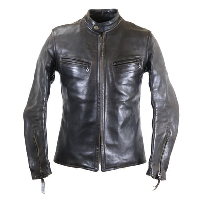 AERO LEATHER Black Board Racer Horsehide Jacket Size 36