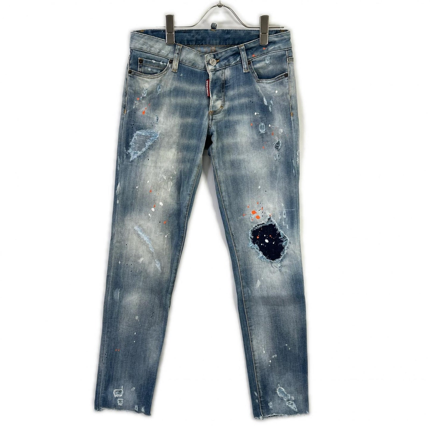 DSQUARED2 Blue Distressed Paint Jeans Size 38