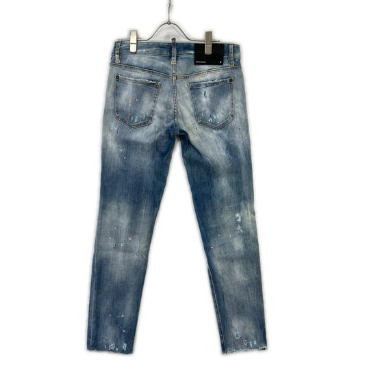 DSQUARED2 Blue Distressed Paint Jeans Size 38