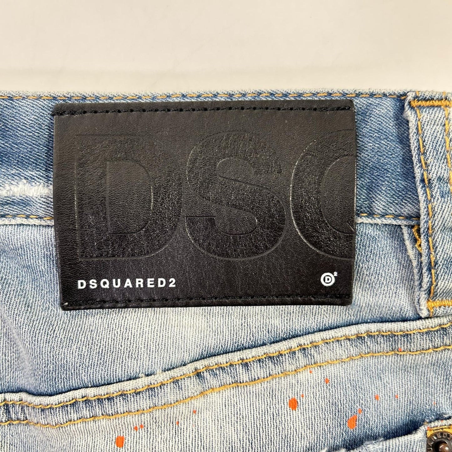 DSQUARED2 Blue Distressed Paint Jeans Size 38
