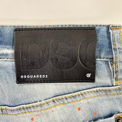 DSQUARED2 Blue Distressed Paint Jeans Size 38