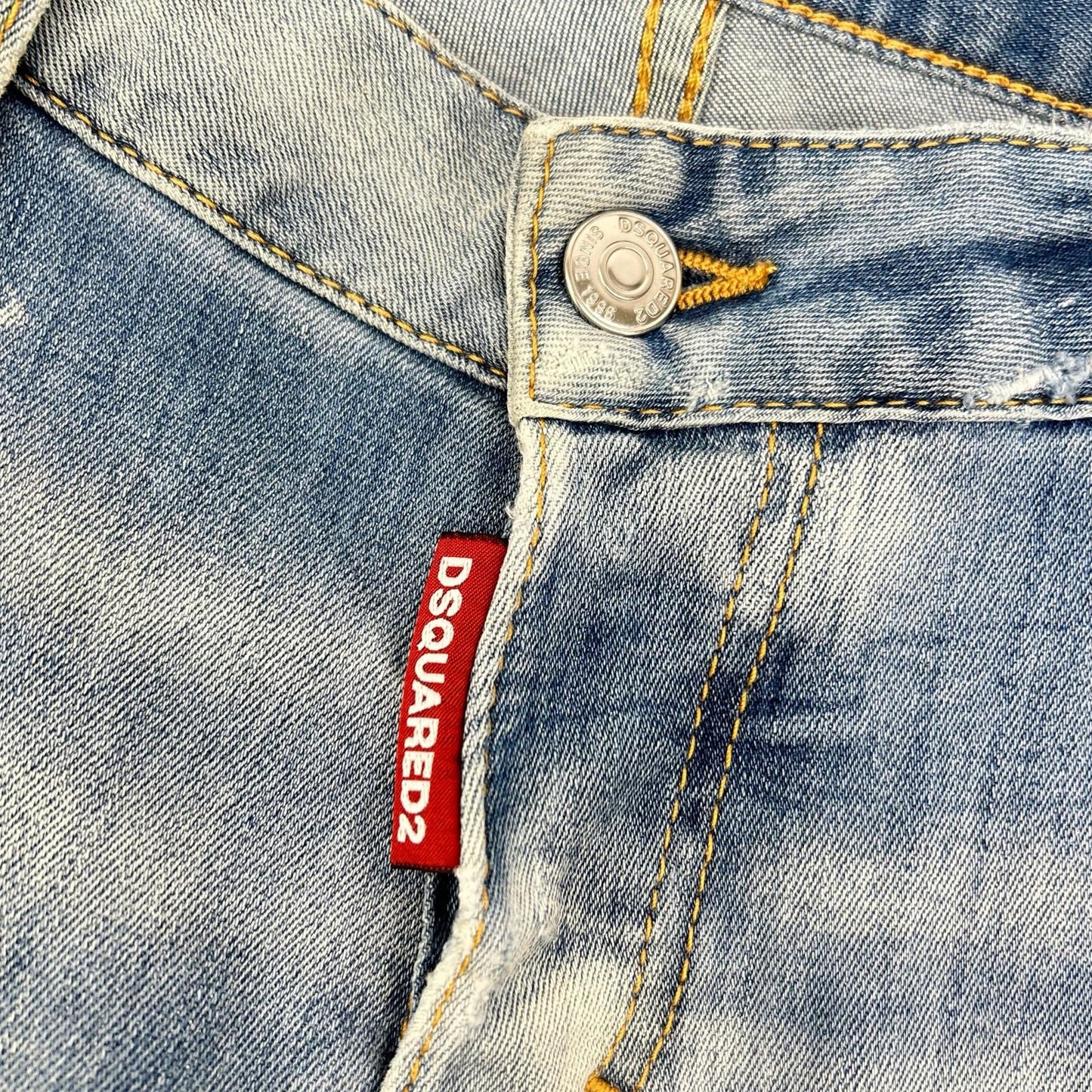 DSQUARED2 Blue Distressed Paint Jeans Size 38