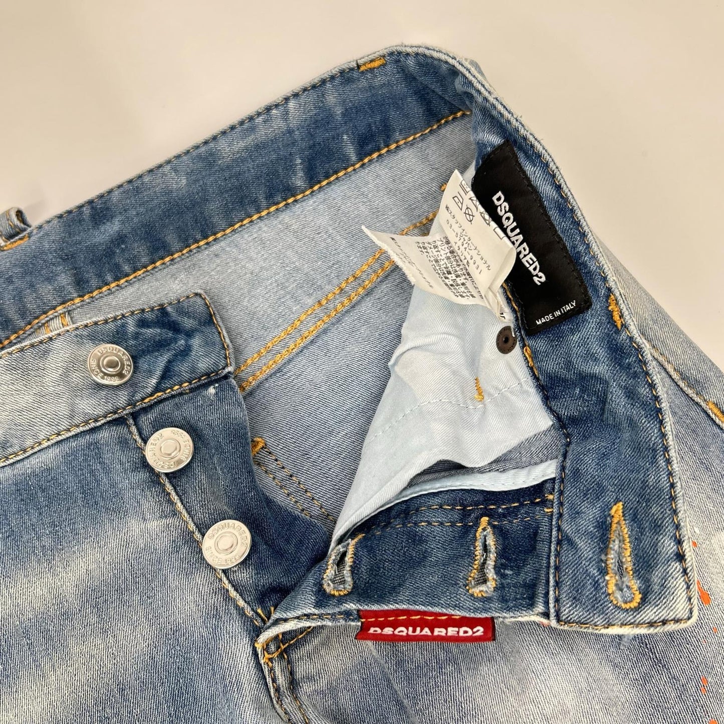 DSQUARED2 Blue Distressed Paint Jeans Size 38