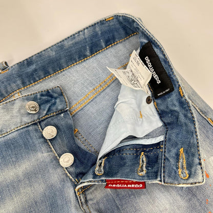DSQUARED2 Blue Distressed Paint Jeans Size 38