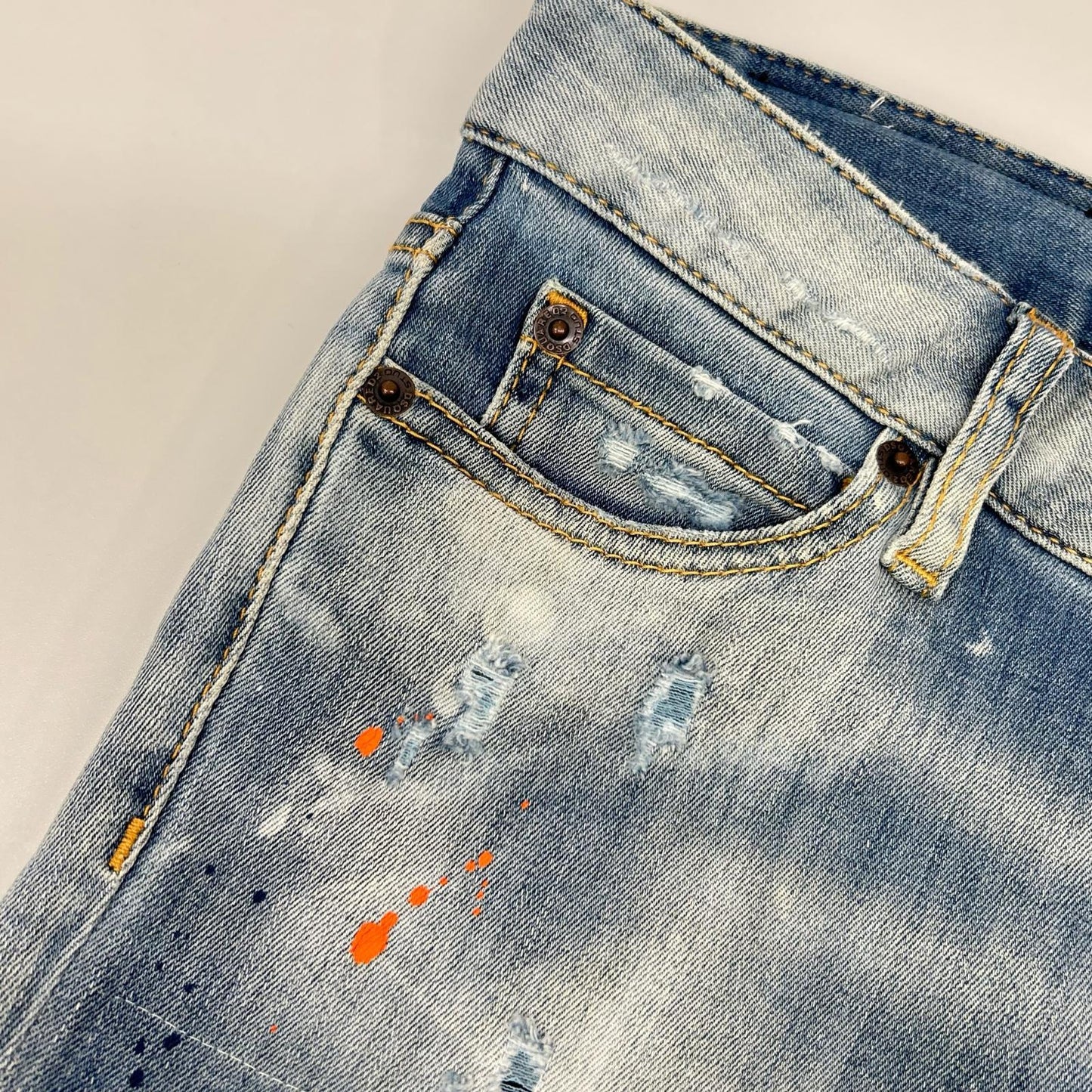 DSQUARED2 Blue Distressed Paint Jeans Size 38