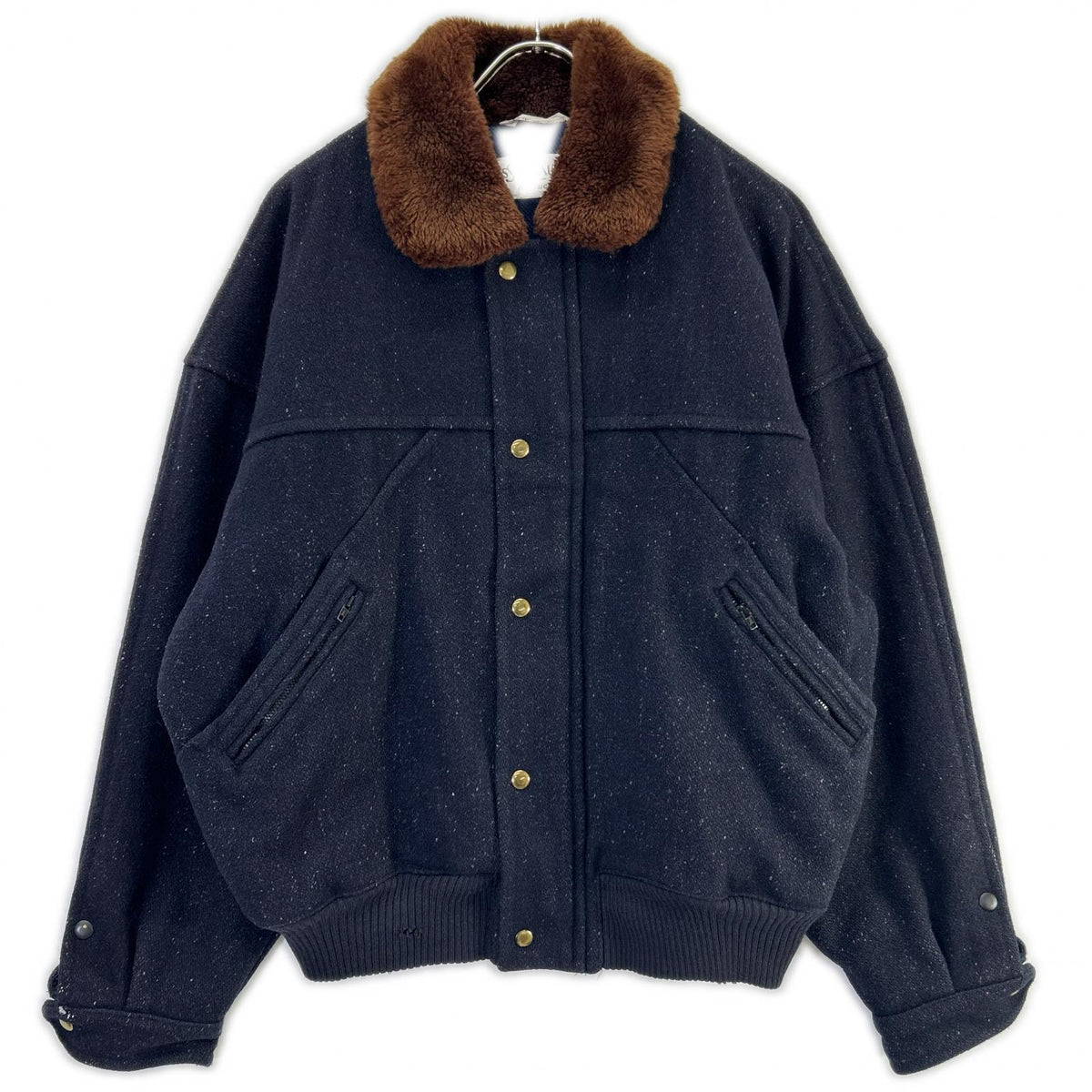 YvesSaintLaurent 90s Navy Wool Boa Collar Jacket