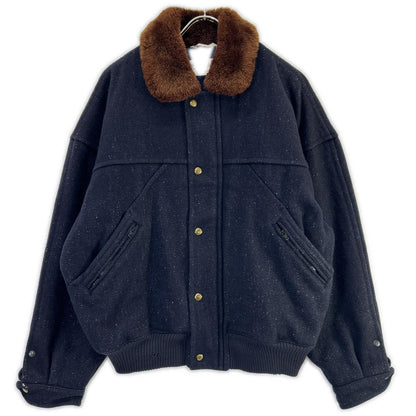 YvesSaintLaurent 90s Navy Wool Boa Collar Jacket
