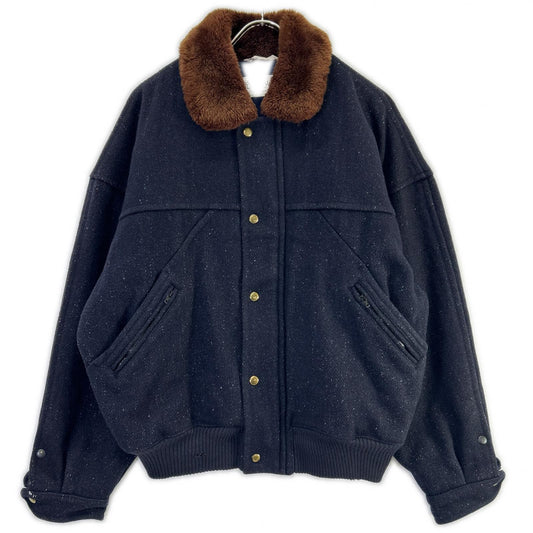 YvesSaintLaurent 90s Navy Wool Boa Collar Jacket