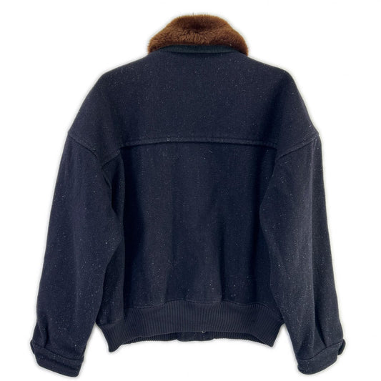 YvesSaintLaurent 90s Navy Wool Boa Collar Jacket