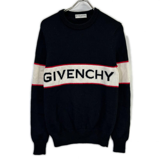 GIVENCHY Black Wool Logo Knit Sweater Size XS