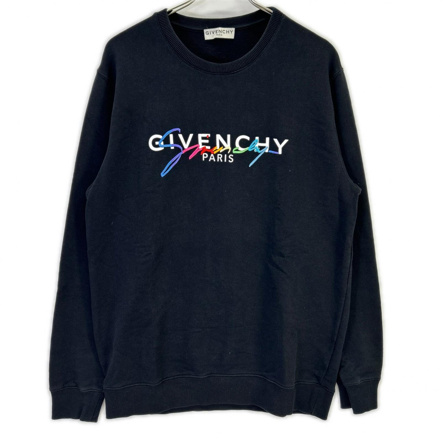 GIVENCHY Black Cotton Crewneck Logo Sweatshirt Size S