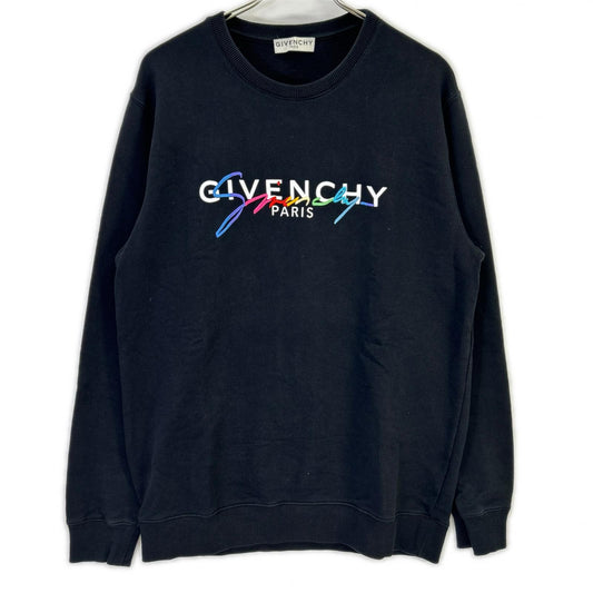 GIVENCHY Black Cotton Crewneck Logo Sweatshirt Size S