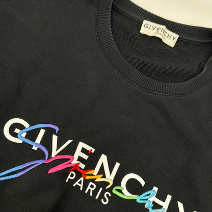 GIVENCHY Black Cotton Crewneck Logo Sweatshirt Size S
