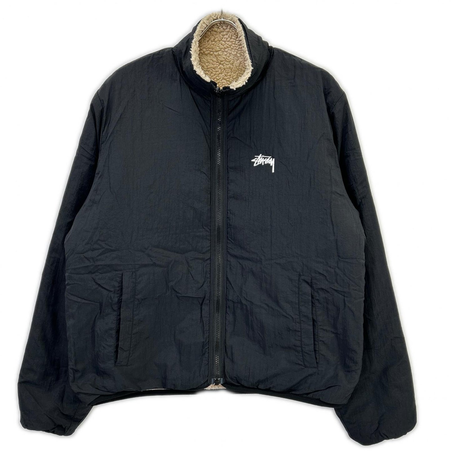 Stussy Black/Beige Sherpa Reversible Jacket Size M