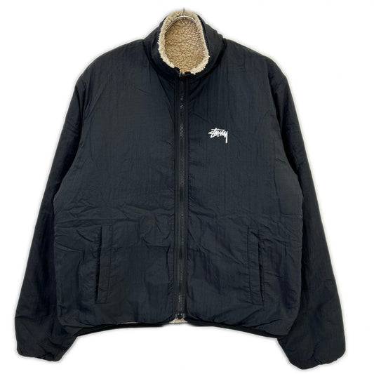 Stussy Black/Beige Sherpa Reversible Jacket Size M