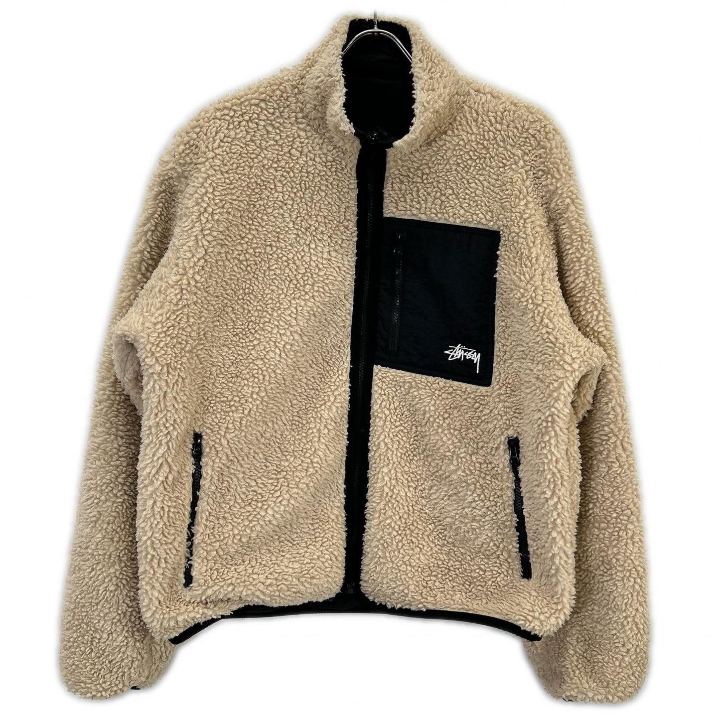 Stussy Black/Beige Sherpa Reversible Jacket Size M
