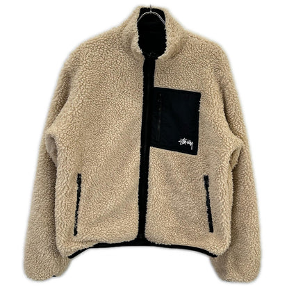 Stussy Black/Beige Sherpa Reversible Jacket Size M