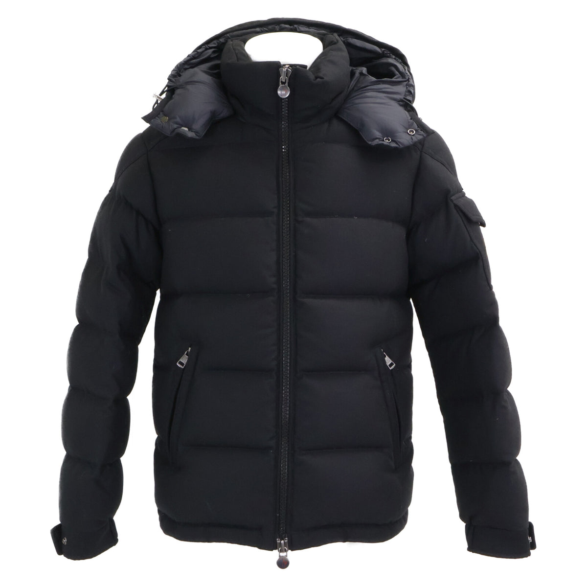MONCLER MONTGENEVRE Wool Hooded Down Jacket Black Size 1