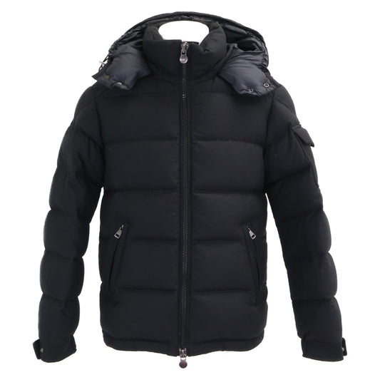 MONCLER MONTGENEVRE Wool Hooded Down Jacket Black Size 1