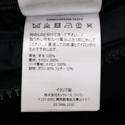 MONCLER MONTGENEVRE Wool Hooded Down Jacket Black Size 1