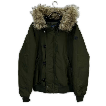 POLO RALPH LAUREN Fur-Trimmed Down Jacket Khaki Size M