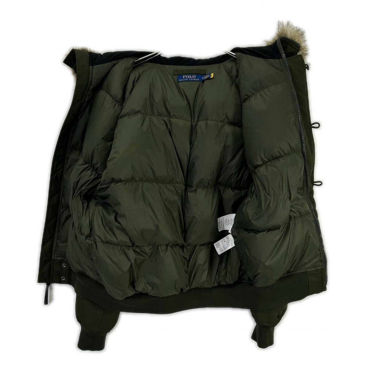 POLO RALPH LAUREN Fur-Trimmed Down Jacket Khaki Size M