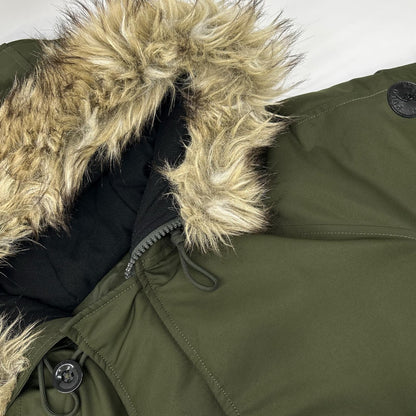POLO RALPH LAUREN Fur-Trimmed Down Jacket Khaki Size M