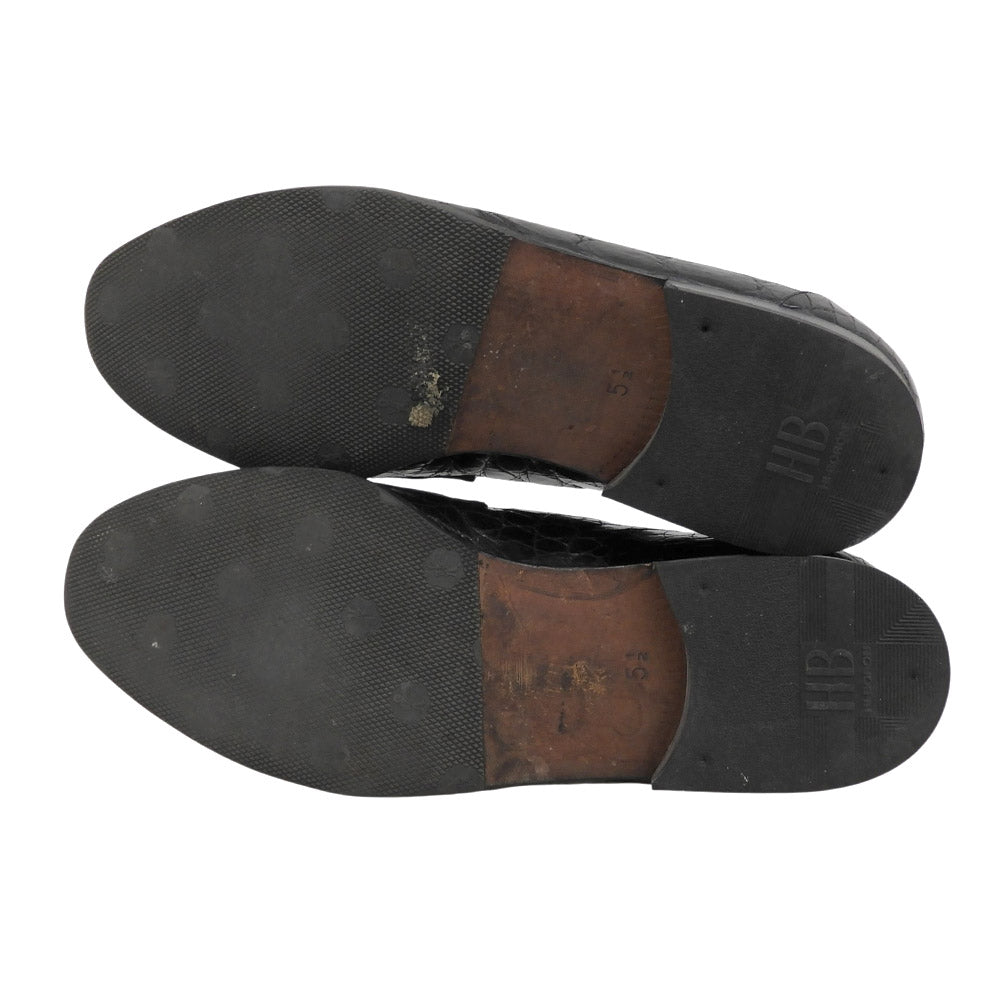 CESARE PACIOTTI Croc-Embossed Penny Black Leather Loafers Size 5