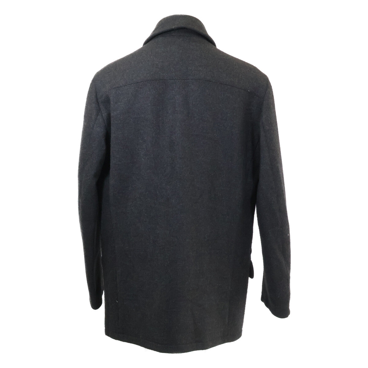 HERMES 100% Cashmere Zip-Up Half Coat Charcoal Gray Size 52