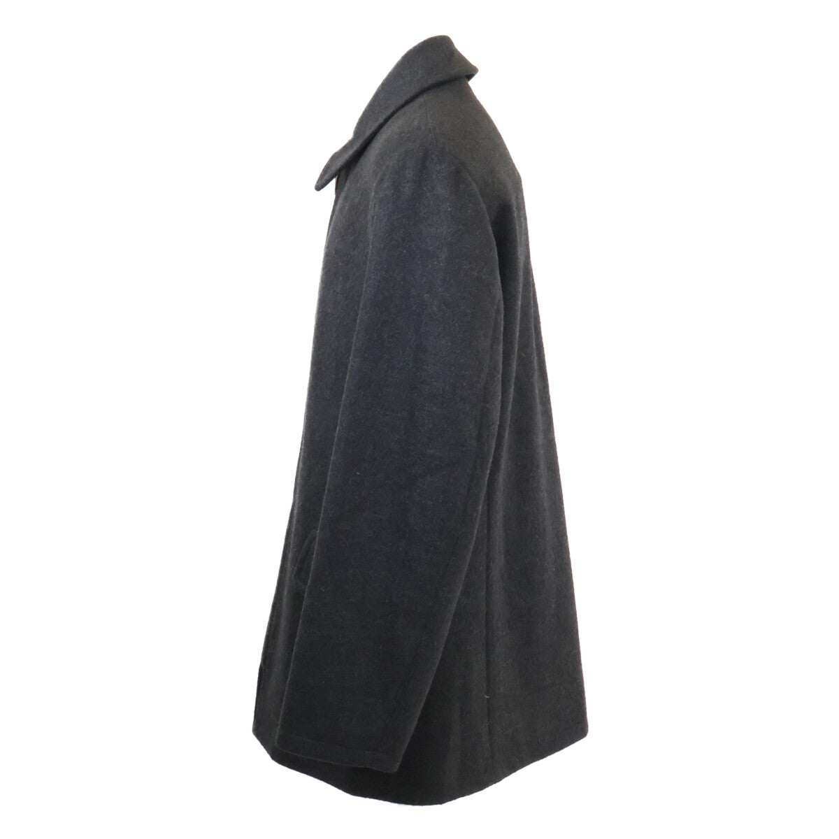 HERMES 100% Cashmere Zip-Up Half Coat Charcoal Gray Size 52