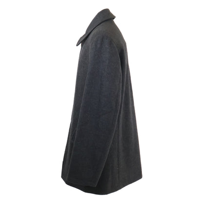HERMES 100% Cashmere Zip-Up Half Coat Charcoal Gray Size 52