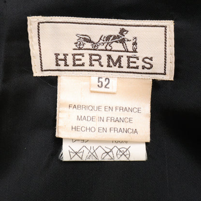 HERMES 100% Cashmere Zip-Up Half Coat Charcoal Gray Size 52