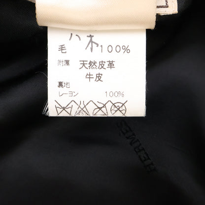 HERMES 100% Cashmere Zip-Up Half Coat Charcoal Gray Size 52